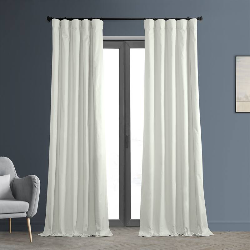 Exclusive Fabrics Solid Cotton True Blackout Curtain (1 Panel) - 50 X 84 - Warm Off-White