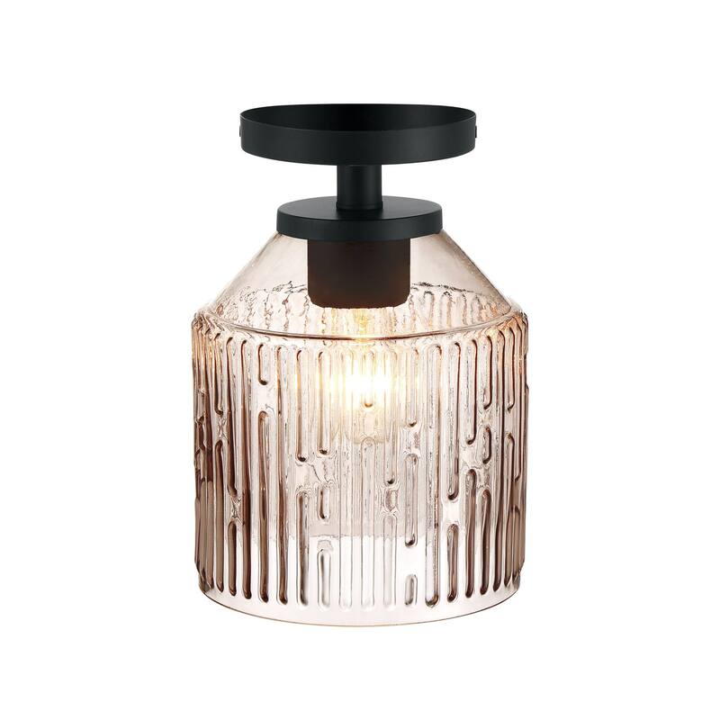 Ele 7.25 in. 1-Light Matte Black Modern Semi Flush Mount Light