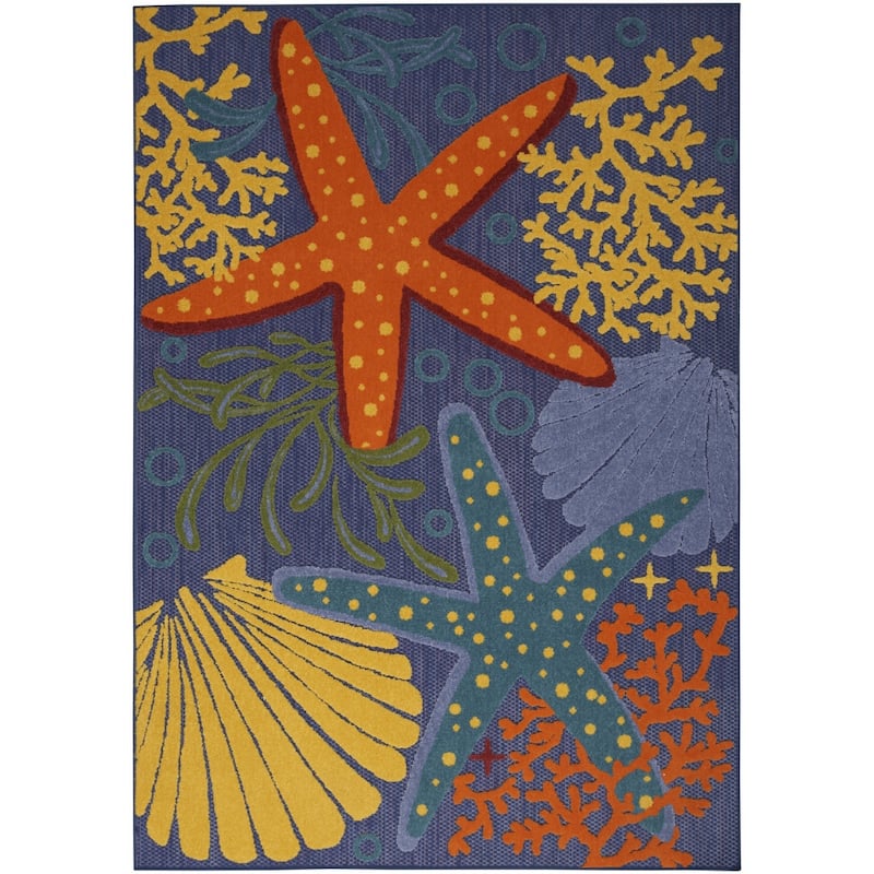 HomeRoots Starfish Contemporary Rectangle Outdoor Rug - 4' X 6'