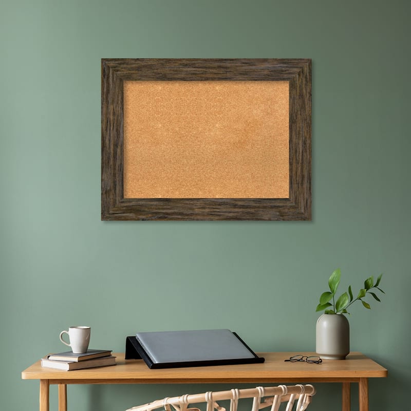 Fencepost Wood Framed Natural Corkboard Bulletin Board