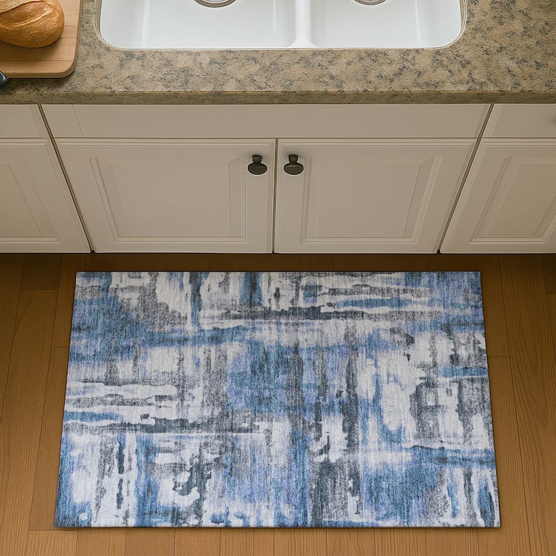 Premium Washable Super Soft Modern Glam Mayfield Rug - Blue - 1'8" x 2'6"