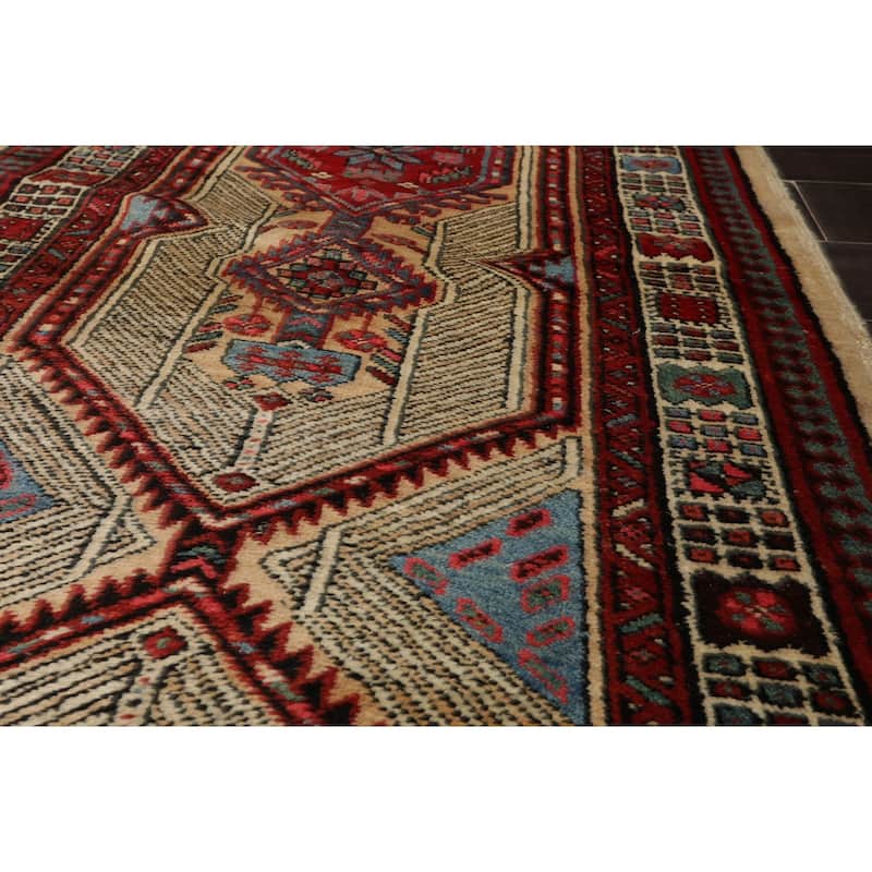 Antique Herati Traditional Geometric 2'11''x14'5'' Hand Knotted Wool Beige low pile Rug - 2' 11'' x 14' 5''