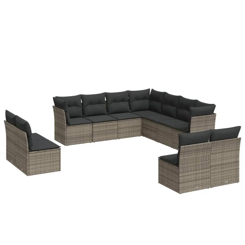 vidaXL Garden Sofa Set Grey PE Rattan Large Modular Garden Sofa Set - 24.4 x 24.4 x 27.2