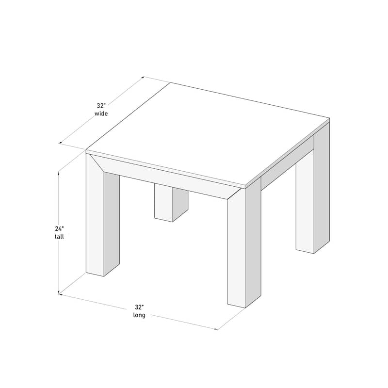 Plank and Beam Modern Square Corner Table - 32"