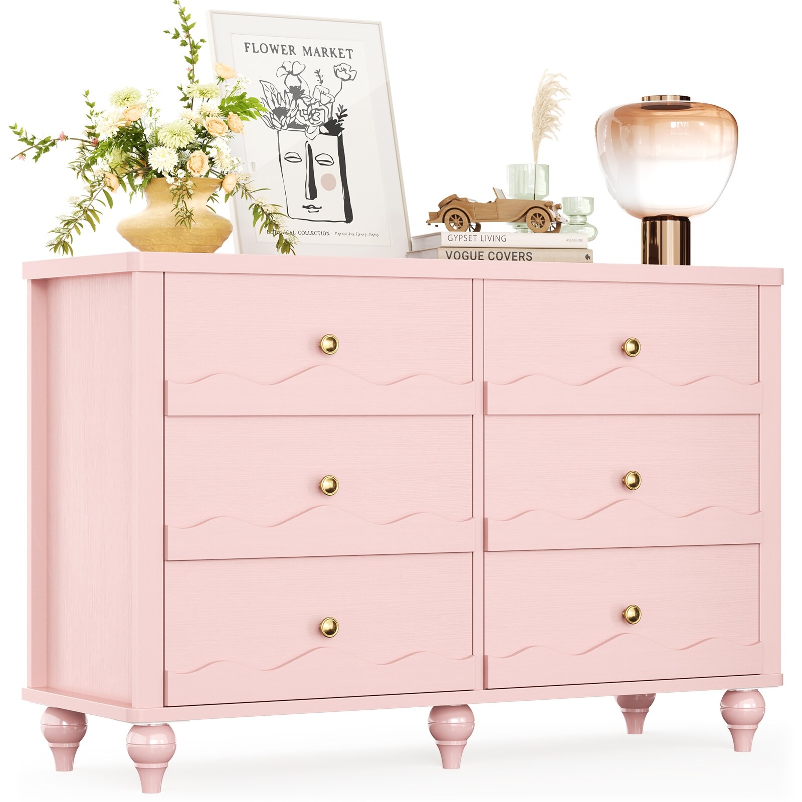 Narill Wave-Inspired 6-Drawer Dresser Closet Organizer, 43-In