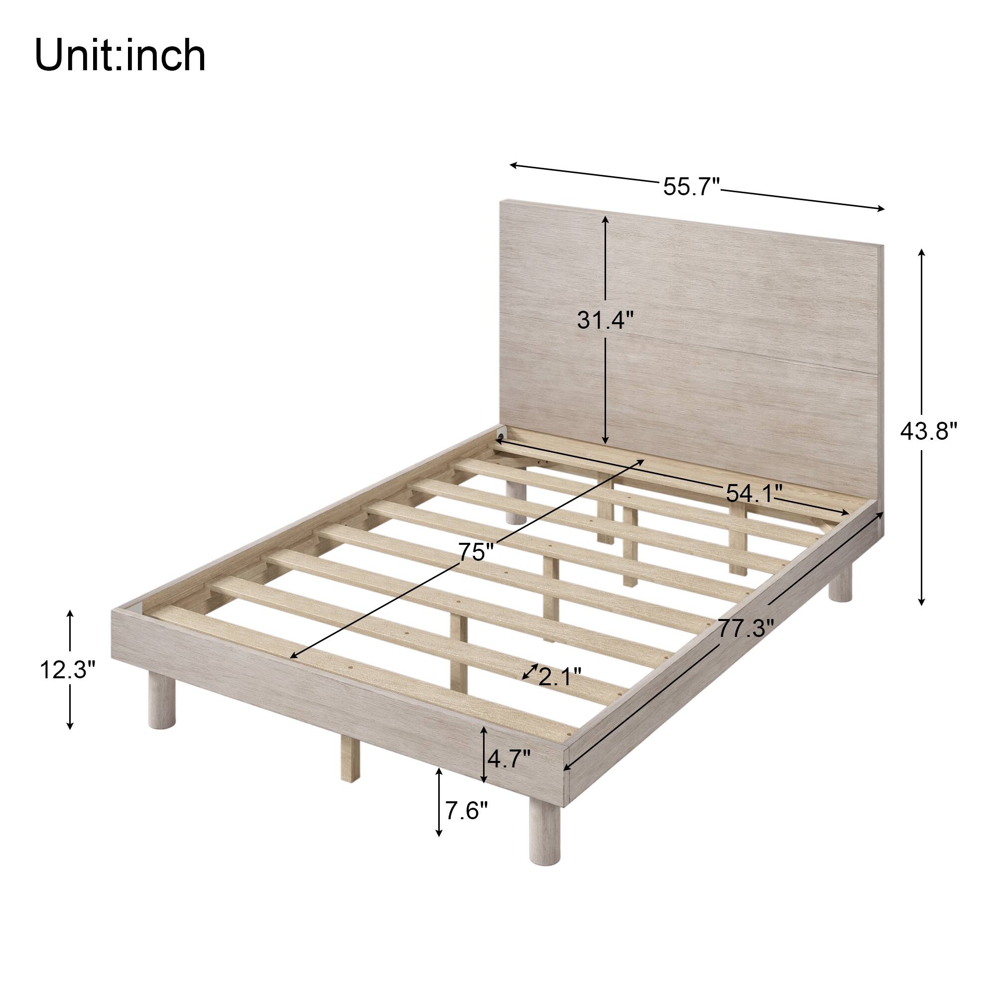 Modern Concise Style Solid Wood Grain Platform Bed Frame Bed Bath