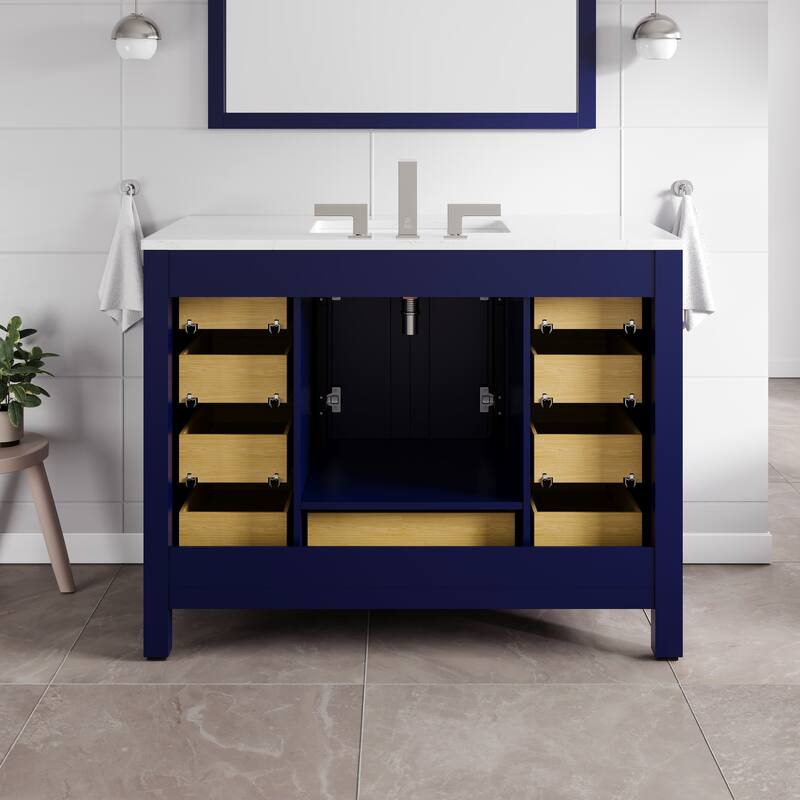 Eviva Aberdeen 42"W x 22"D Bath Vanity with Carrara Quartz Top