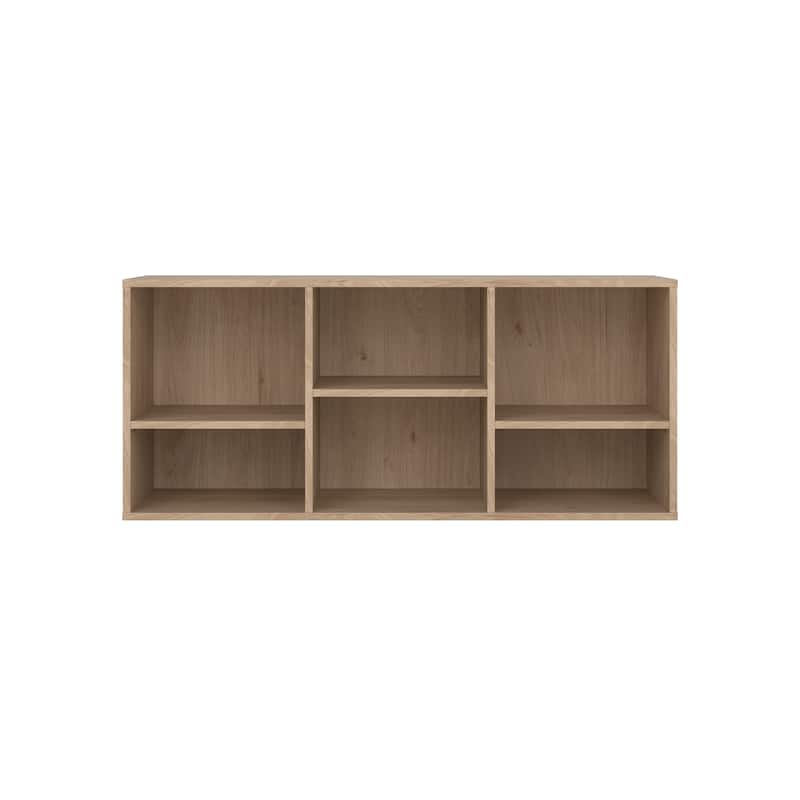 Porch & Den Hyper 6 Cubby Bench, Jackson Hickory