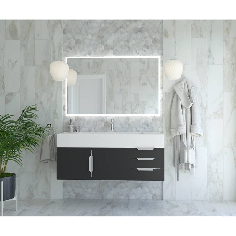 Nile 48" Wall Mounted Bathroom Vanity Set w/ White Top
