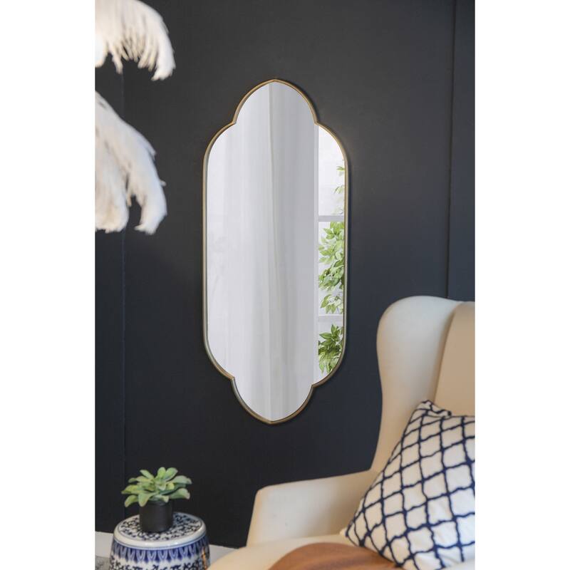 22.4" x 1" x 48" Champagne Gold Decorative Wall Mirror with Notched Edges