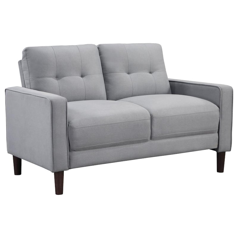 Bow 54 Inch Loveseat, Grid Tufted Back, Track Arms, Self Welt Trim, Gray - Gray, Black