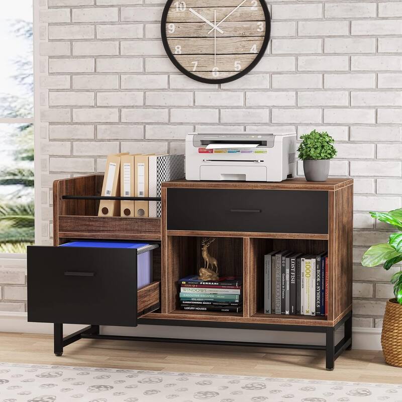 39-Inch Wood 2-Drawer File Filing Cabinet Printer Stand