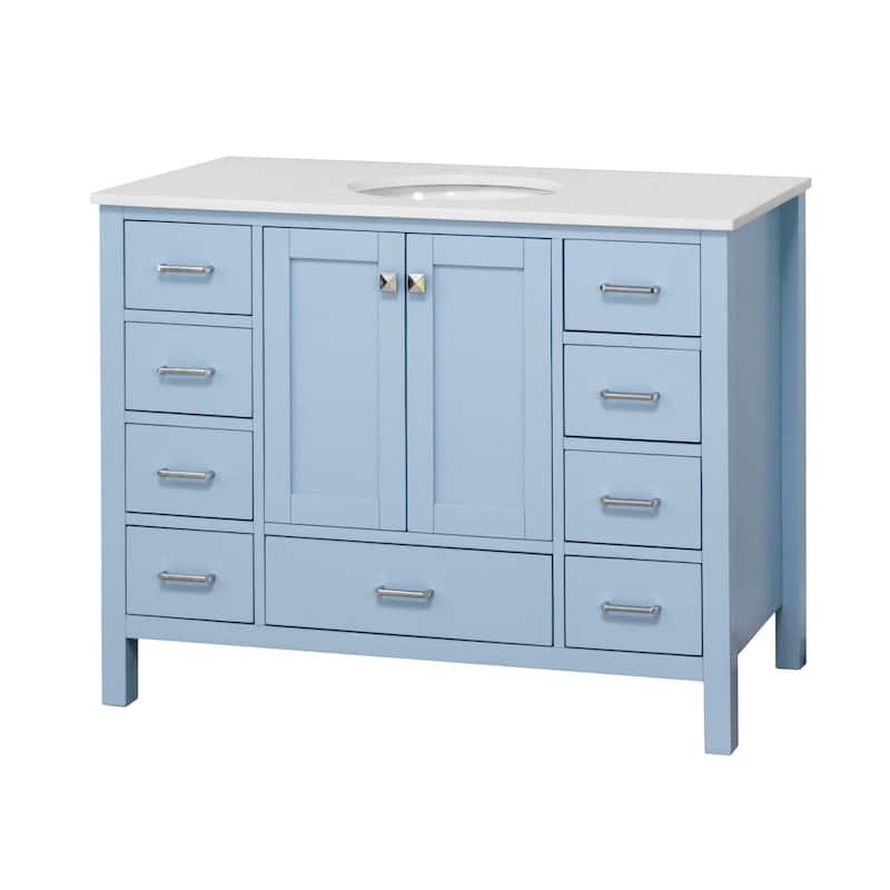 KitchenBathCollection Horizon 48" Bathroom Vanity with Engineered White Top