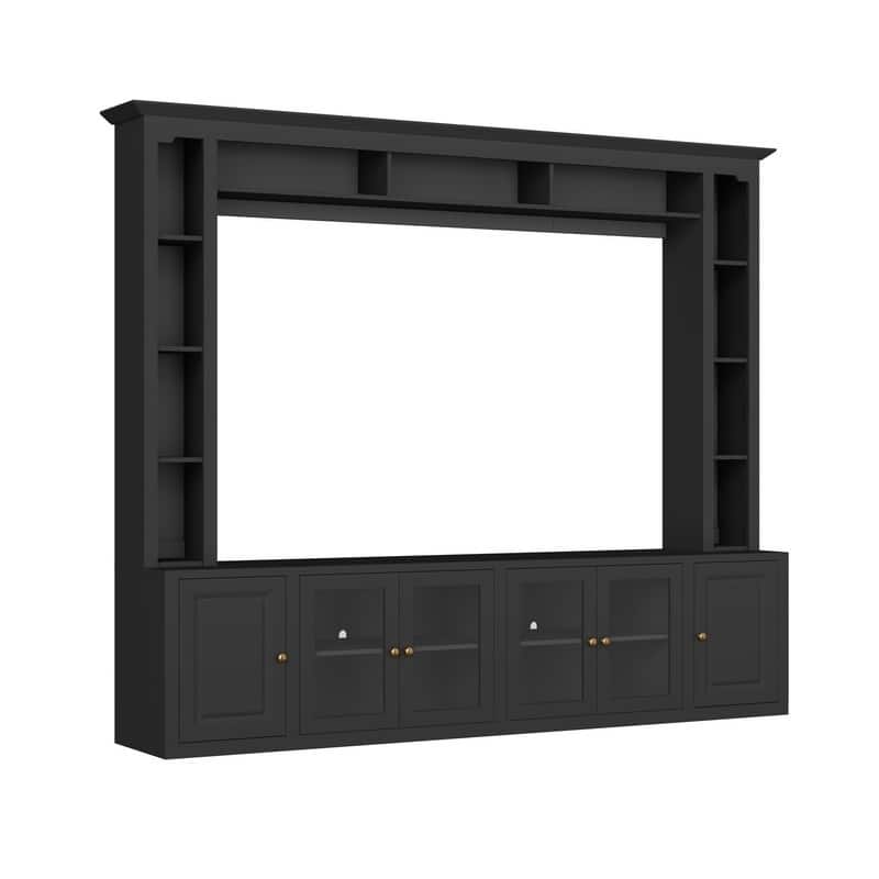 92" Modern 4-Piece Entertainment Center Wall Unit Media Console with Bookshelves for TVs Up to 80"