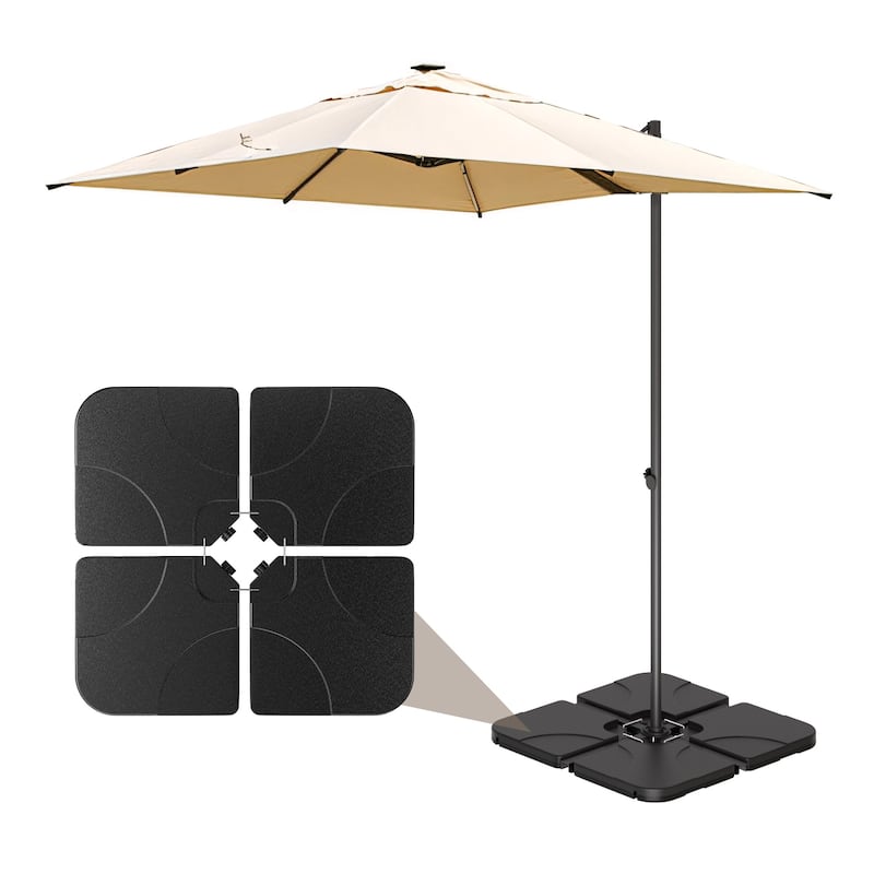 4-Piece Heavy Duty Cantilever Offset Patio Umbrella Base, Water & Sand Filled Weighted Base for Garden, Backyard and Poolside - Black