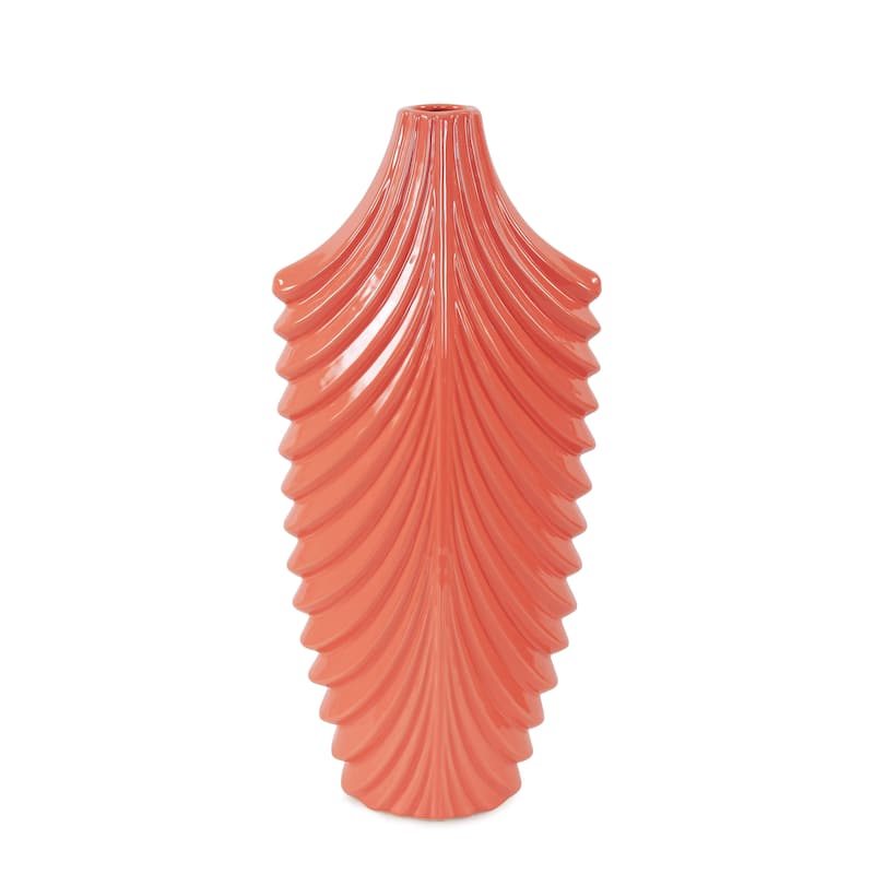 Allan Andrews Glossy Light Coral Textured Ceramic Vase
