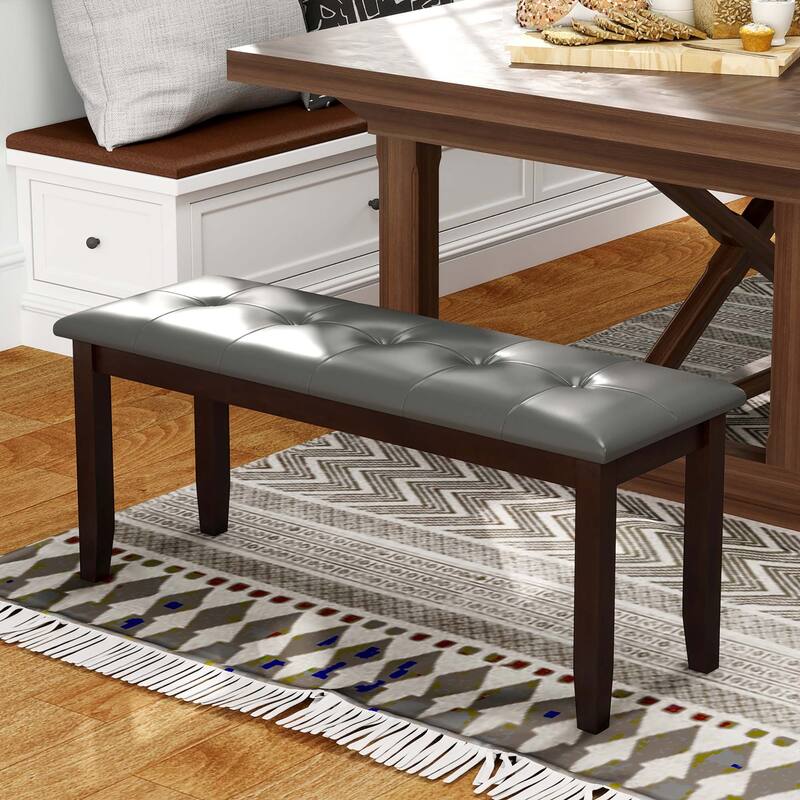 Gymax 2PCS Upholstered Dining Bench w/ Comfortable Padded Seat &