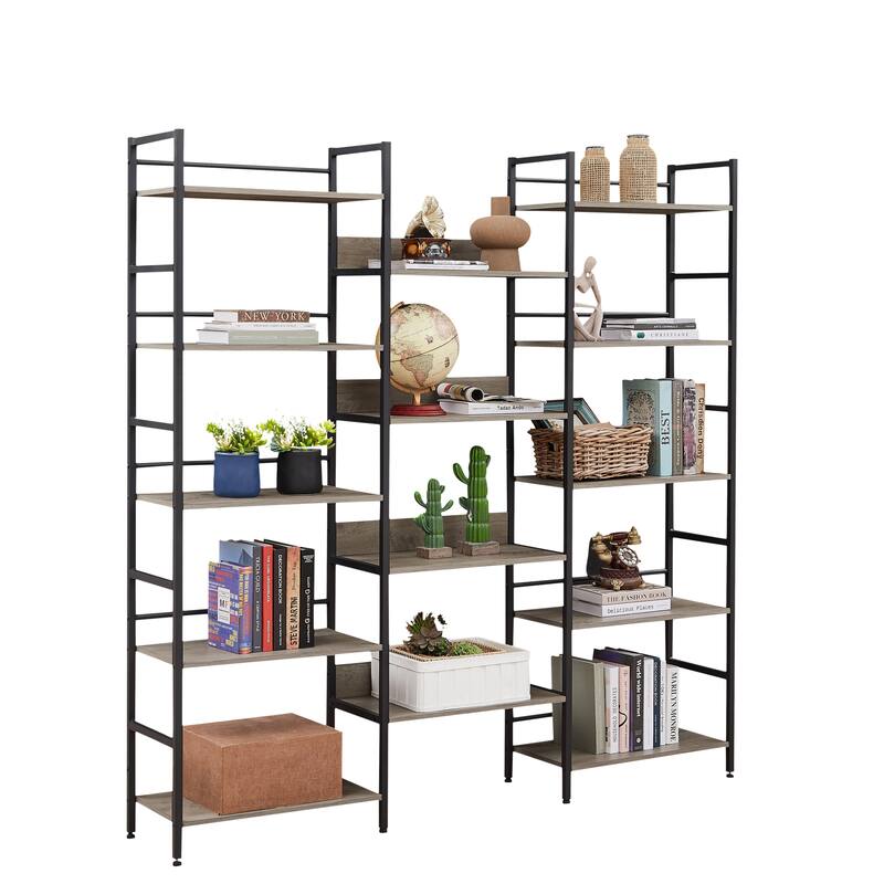 Bookshelf 5 Tier Etagere Bookcase, 70''H Tall Large Standing Bookcase
