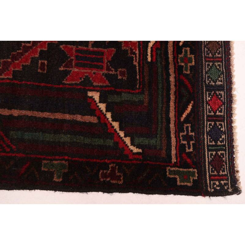 ECARPETGALLERY Hand-knotted Teimani Black, Dark Red Wool Rug - 3'10 x 6'1