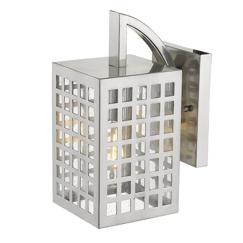 Outdoor Wall Flush Mount 1-Light with Glass Shade and Steel Wet Rated Fixture LED A19 Compatible - 10.75" H x 5" W x 7" D