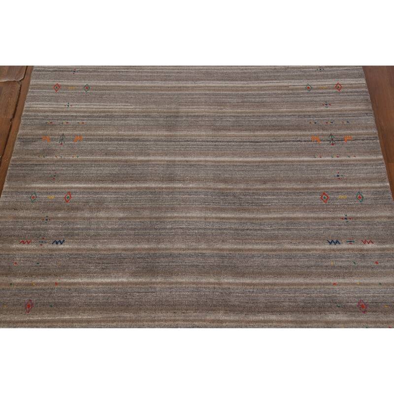 Hand Knotted Oriental 100% Wool Carpet Tribal Tribal Multi-Colored Gabbeh Area Rug - 8' 1'' X 5' 2''
