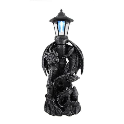 Dragon Keeper Of The Castle Light Solar Led Lantern Statue - 21 X 8 X 7 inches