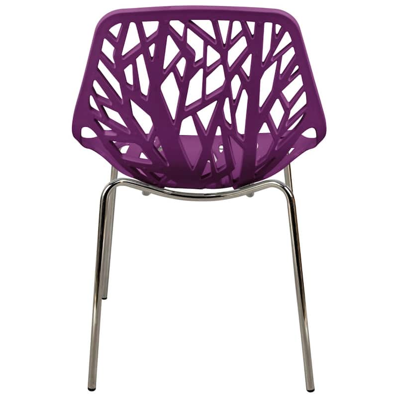 Asbury Stackable Dining Chair with Chrome Legs Side Chair with Modern Cut-Out Design Backrest
