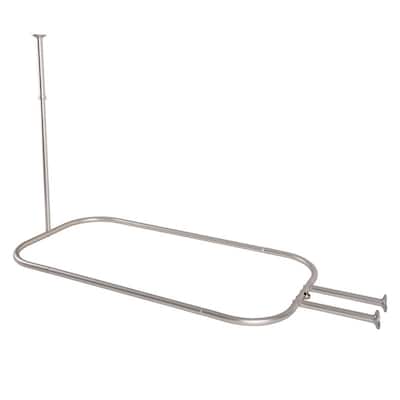Utopia Alley Rustproof Aluminum Hoop Shower Rod With Ceiling Support for Clawfoot Tub, 46 Inch Size by 22 Inch