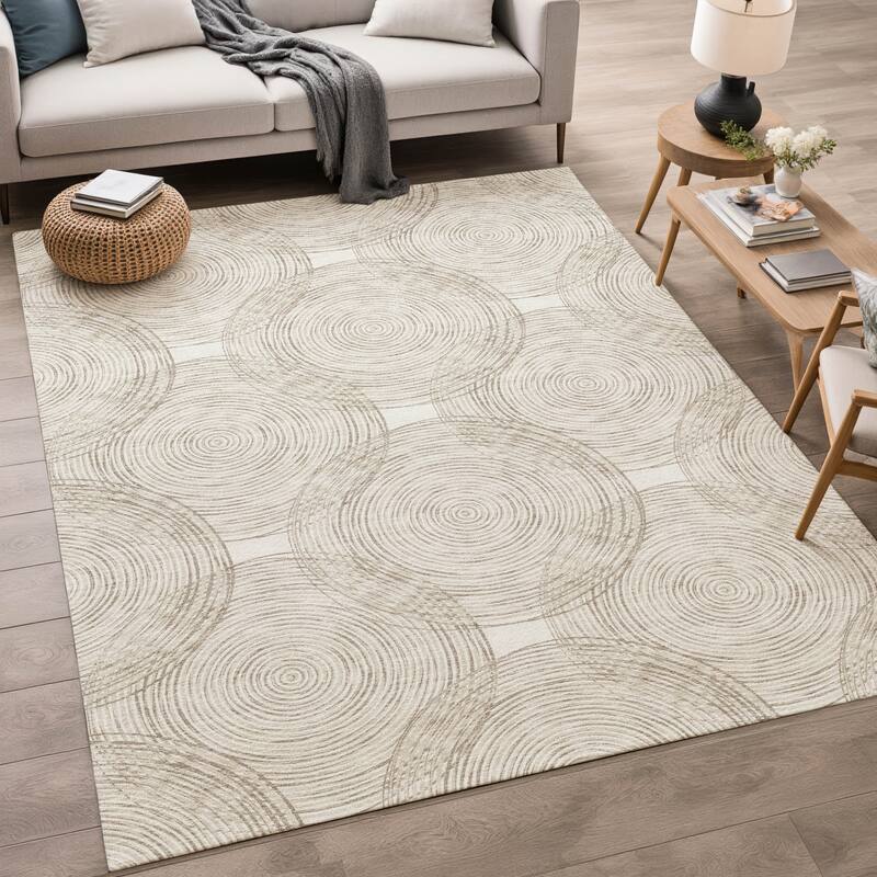 Machine Washable Indoor/ Outdoor Modern Pune Chantille Rug