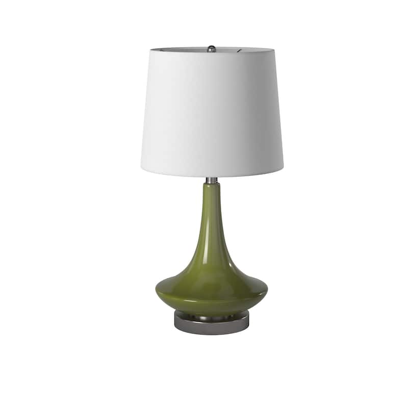 StyleCraft Green Table Lamp - White Hardback Fabric Shade