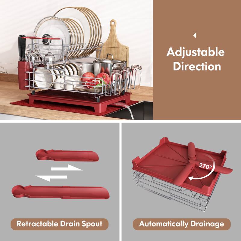 JASIWAY 2 Tier Kitchen Stainless Steel Dish Rack