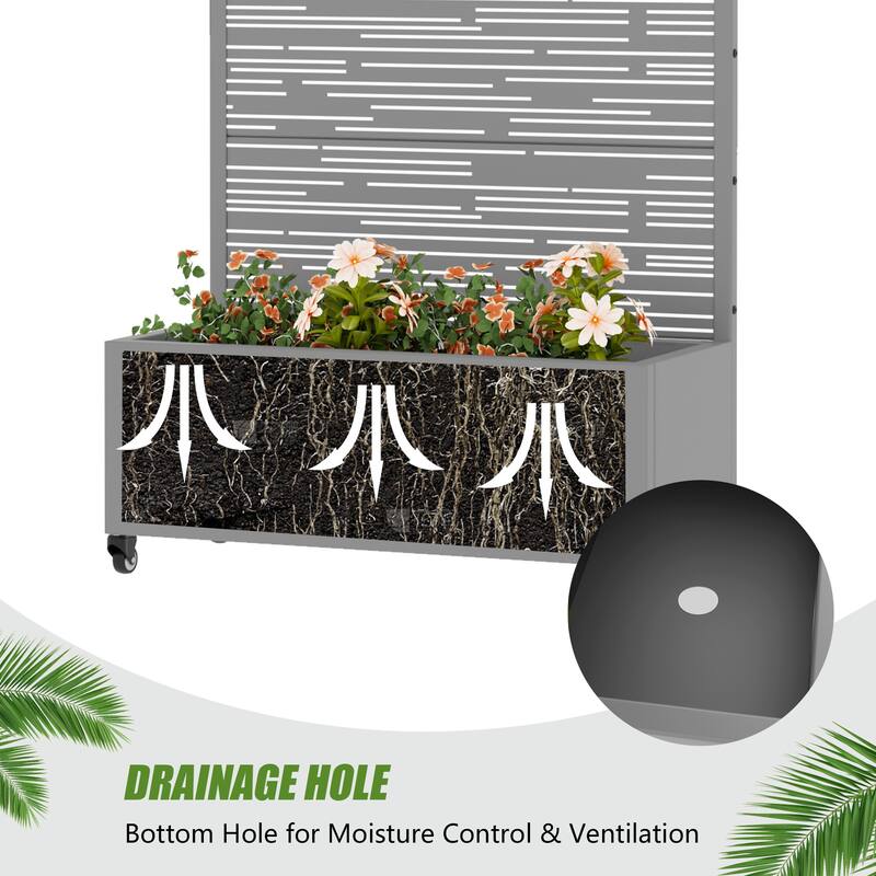 Raised Garden Bed Planter with Trellis Movable Planter Box with Lockable Wheels