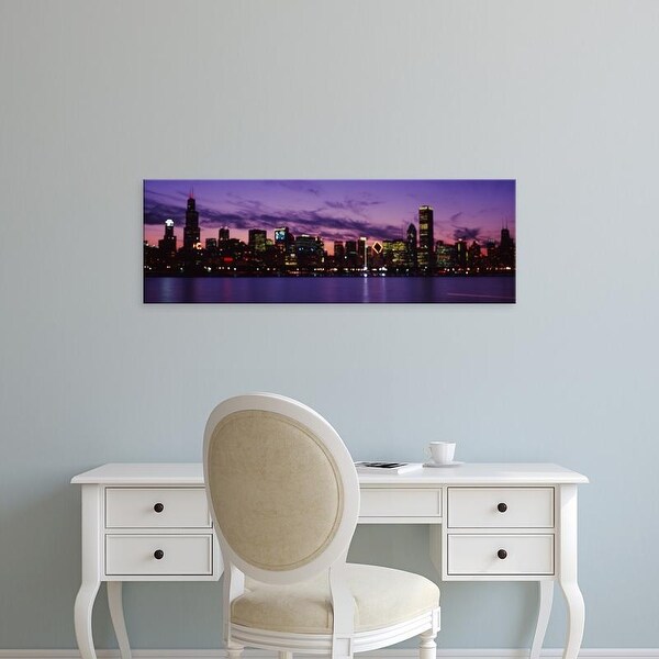 Easy Art Prints Panoramic Image 'Buildings at the waterfront blurred, Lake Michigan, Chicago, Illinois' Canvas Art