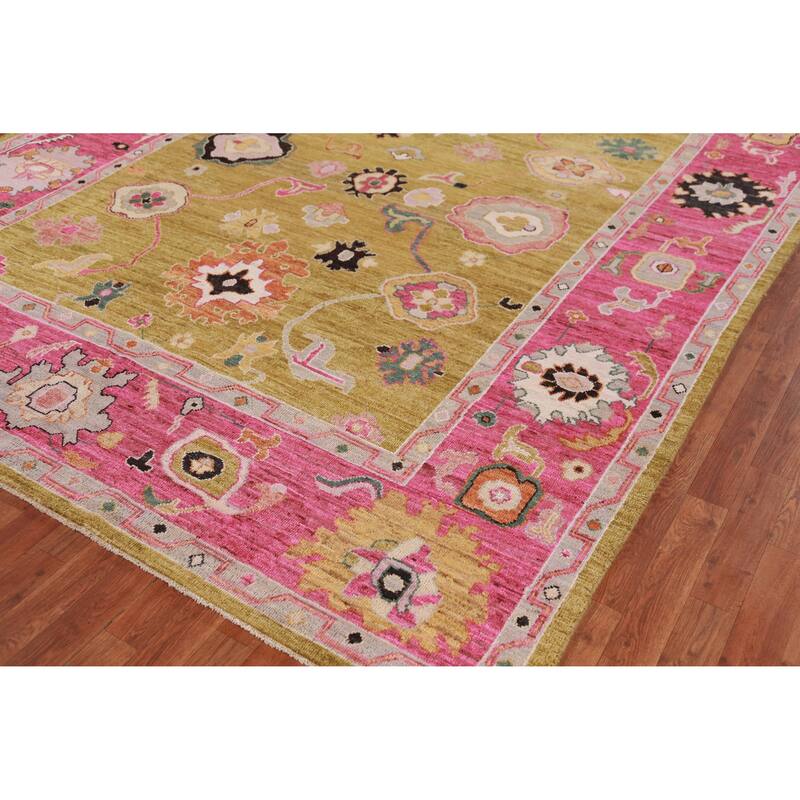 Hand Knotted Oriental 100% Wool Carpet Transitional All-Over Yellow & Gold Oushak Area Rug - 10' 2'' X 8' 2''