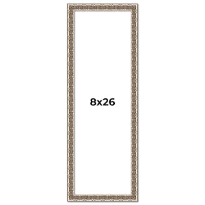 8x26 Frame Silver Versailles Ornate Solid Wood Picture Frame | 1 Inch