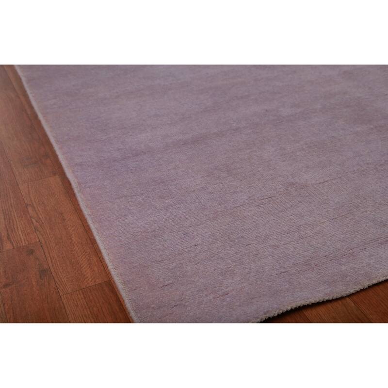 Hand Knotted Oriental 100% Wool Carpet Modern Solid Purples Gabbeh Area Rug - 13' 7'' X 10' 3''
