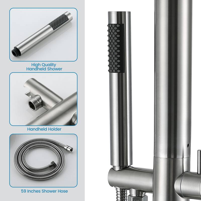 88" H Rbrohant Freestanding Stainless Steel Outdoor Shower
