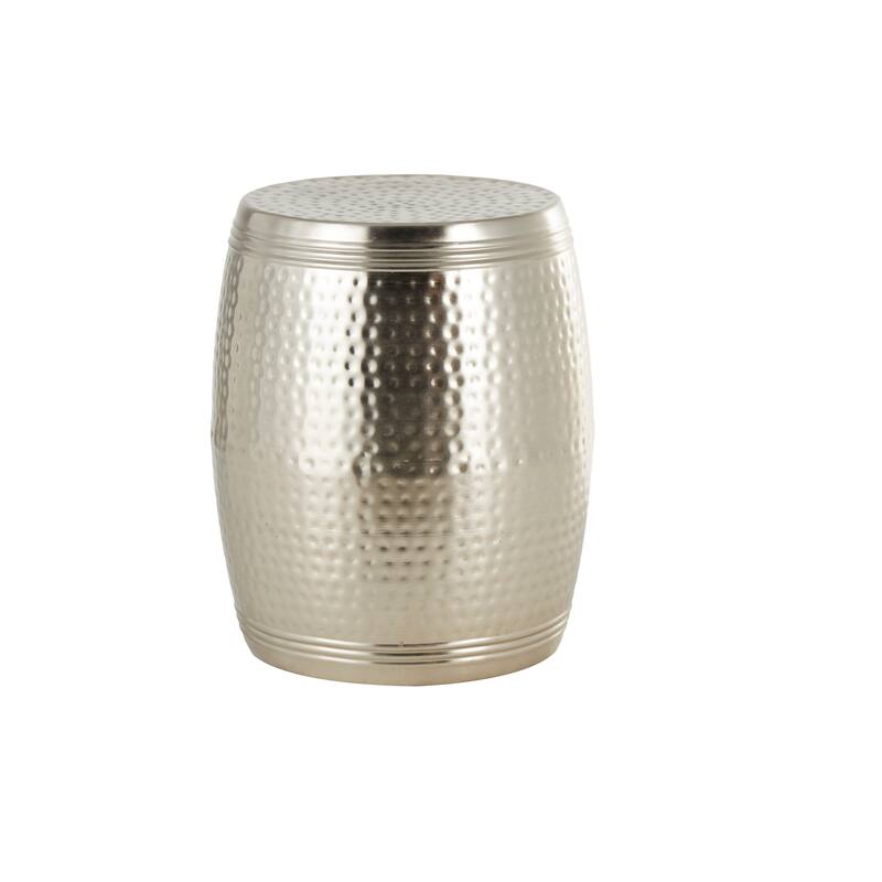 Metal Drum Handmade Accent Table with Hammered Design - Brown, Silver, Copper, or Gold - Roche River Decor