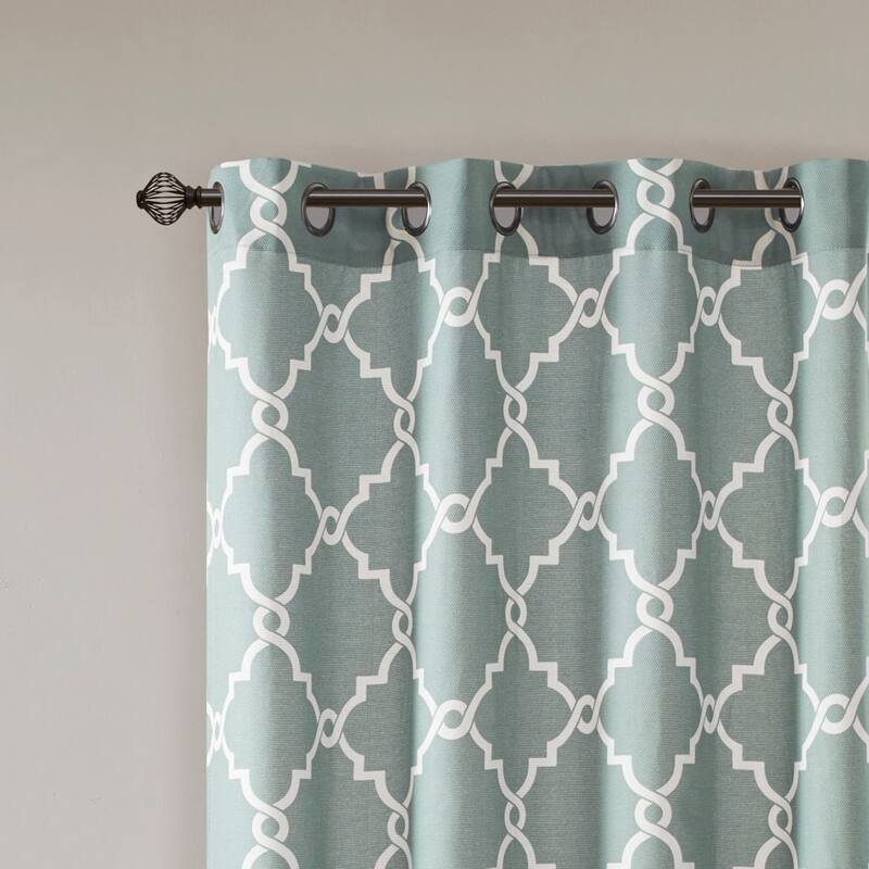 Fretwork Print Grommet Top Window Curtain Panel(Only 1 Pc Panel)