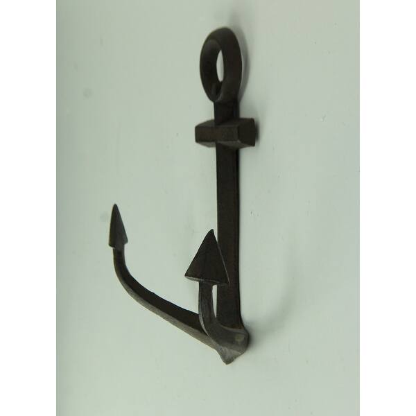 Shop Rustic Brown Cast Iron Nautical Anchor Wall Hooks Set Of 2
