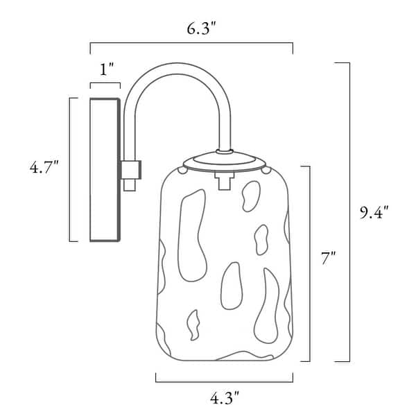 Modern Farmhouse 1-Light Mason Jar Wall Sconce Hand-blown Glass Bathroom Vanity Light - D 4.3" x H 9.4"