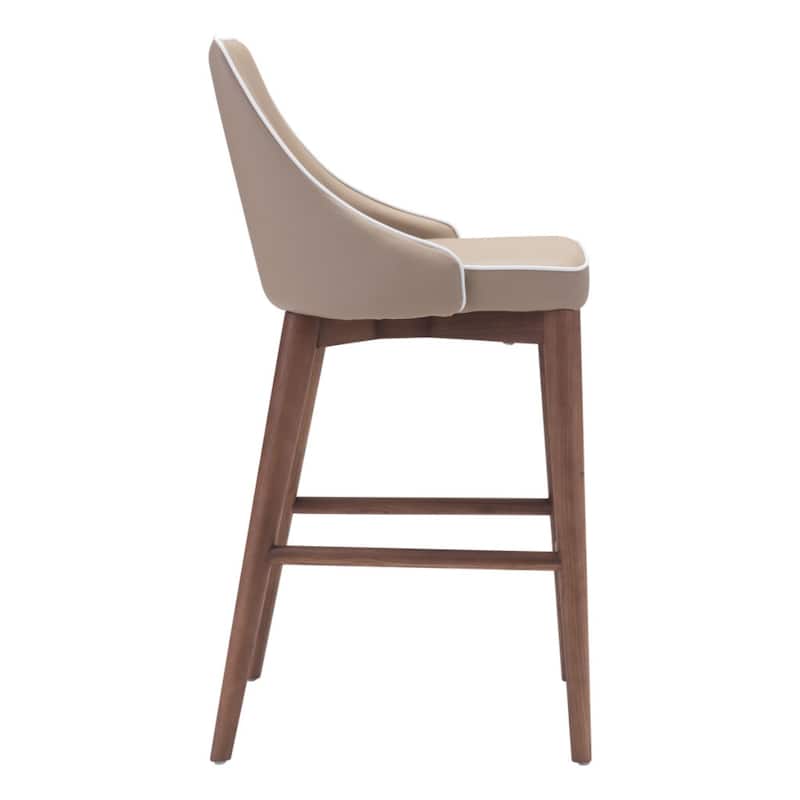 26" Modern Upholstered Counter Height Bar Stool with Solid Wood Frame and Footrest - 18"L x 19.7”W x 37"H