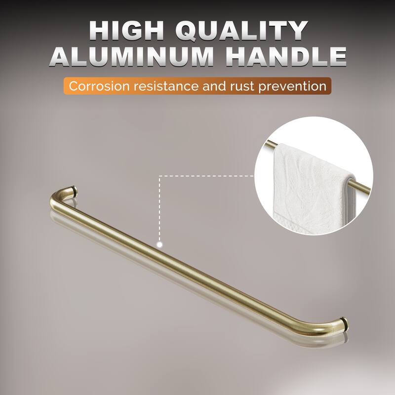 Elegant Double Sliding Shower Door Brushed Gold Finish Framed with 1/4 inch Clear Tempered Glass