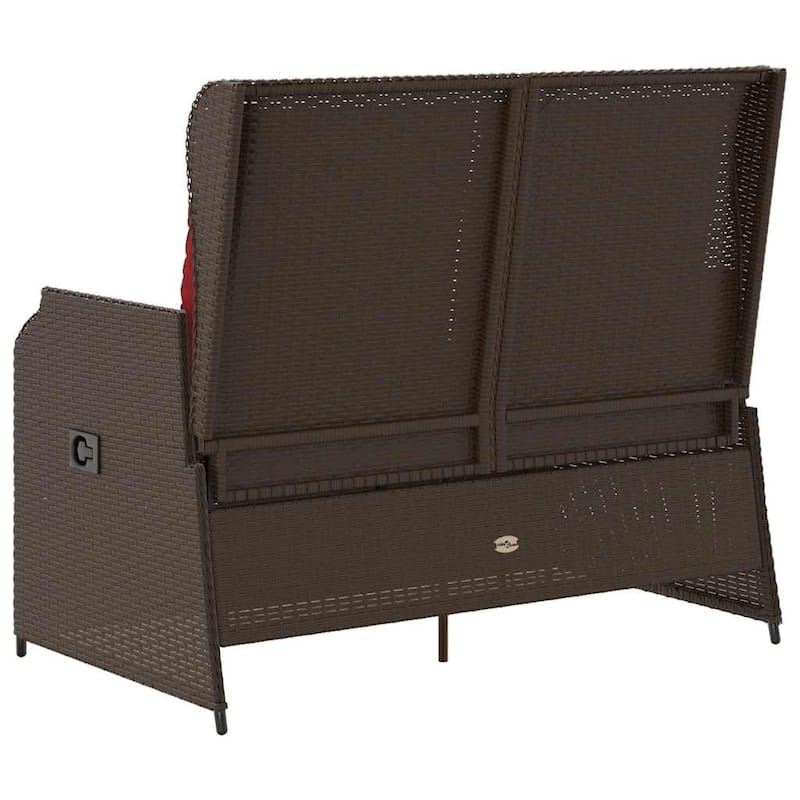 vidaXL Garden Bench with Cushion Brown Poly rattan - 26 x 43 x 37