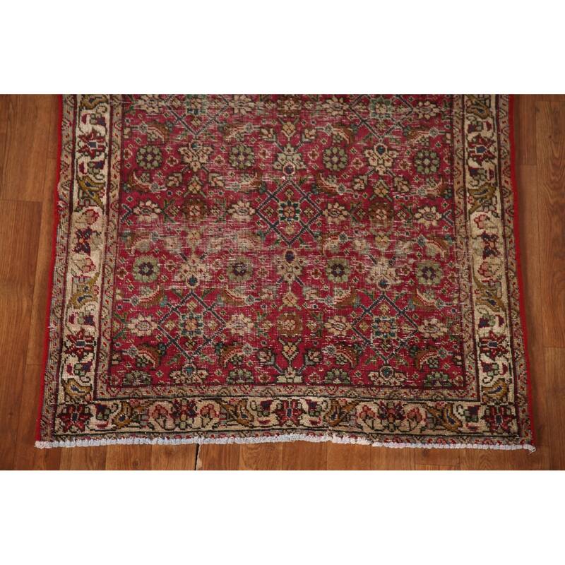 Tabriz Persian Antique Runner Rug Hand-knotted Wool Carpet - 3'3"x 9'3"