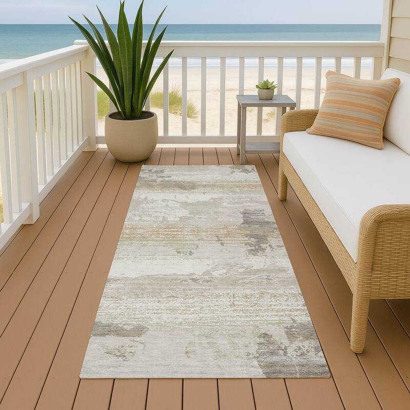 Machine Washable Indoor/ Outdoor Chic Veta Chantille Rug - Ivory - 2'3" x 7'6"