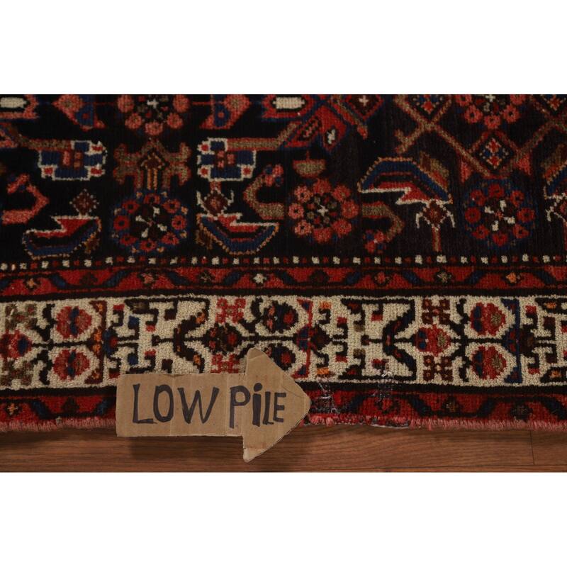 All-Over Hamedan Persian Vintage Runner Rug Hand-Knotted Wool Carpet - 3'8" x 10'2"