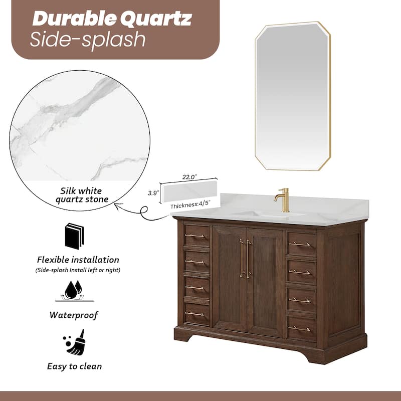 Tokyo Bath Vanity with Quartz Stone Top without Mirror