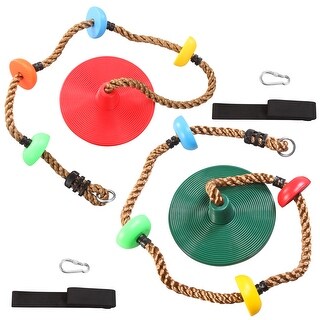 Joyfy 6.6FT Green and Red Climbing Rope Tree Swings w/Platforms and ...