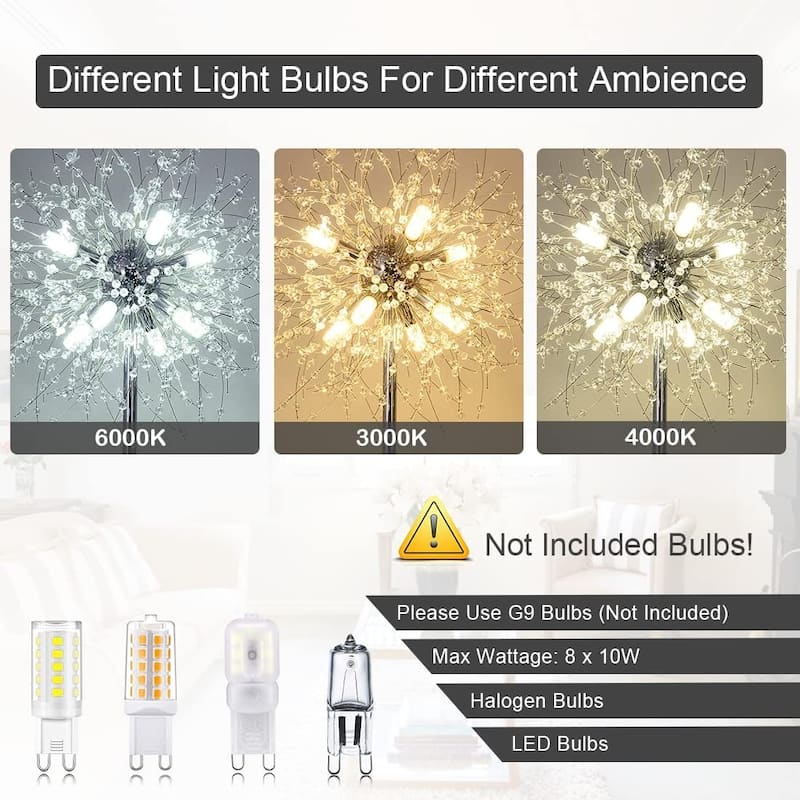 69" Modern Crystal Floor Lamp 32 Firework Crystal Harnesses Included
